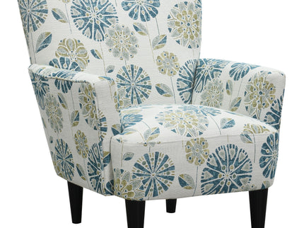 Floral Accent Chair - Blue - Wood
