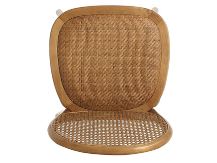 Oval Dining Table Set With 4 Birch Rattan Chairs - Brown / Light Brown