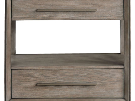 Prescott - 2 Drawers Nightstand With Open Shelf - Taupe