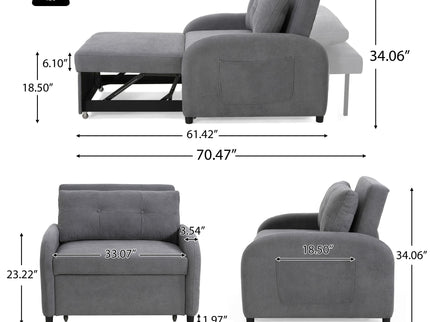 3 In 1 Convertible Sleeper Sofa Bed For Living Room