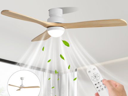 52" Ceiling Fan With Dimmable LED Light, 6 Speed DC Motor, 3 Blades