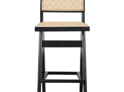 Keira - Bar Stool (Set of 2) - Black / Rattan