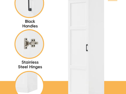 Storage Cabinet With 1 Door And Adjustable Shelf, Rectangle Shape - White