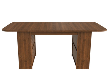 Dining Table With Drawers & Open Storage - Walnut