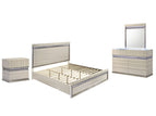 Gray / 4 Pc. Bed, Nightstand, Dresser, Mirror / Queen