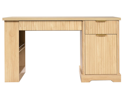 Modern Fluted Office Desk With Storage Cabinet