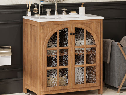 Vintage Farmhouse Bathroom Vanity With Ceramic Sink