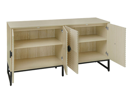 Carved 4 Door Sideboard With Storage, Adjustable Shelf