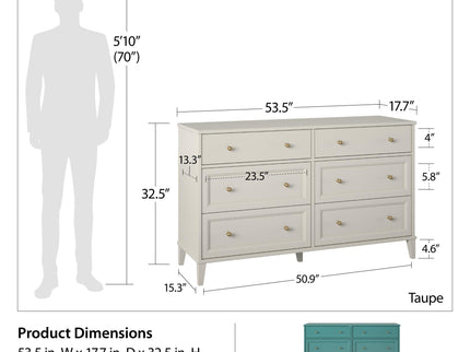 Monticello - 6 Drawer Dresser - Green