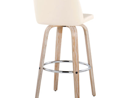 Toriano - Contemporary Fixed Height Barstool With Swivel & Round Footrest (Set of 2)