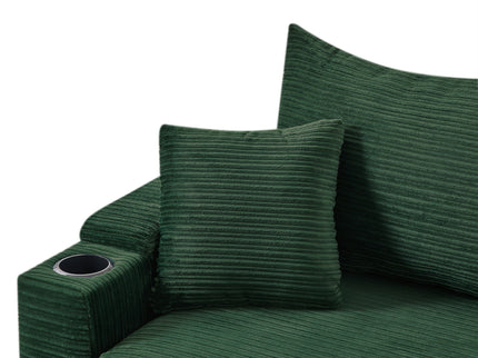 Modern Style Loveseat Sofa Sectional Sofa Couch With Storage Space, A Movable Ottoman, Two USB Ports, Two Cup Holders, A Phone Holder For Living Room