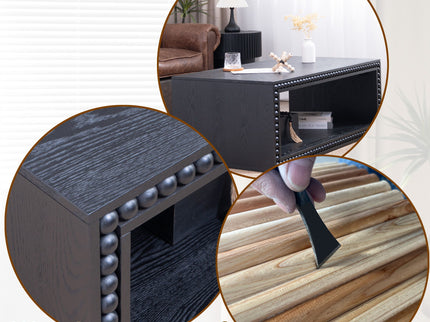 Beaded Edge Coffee Table With Open Storage Shelf