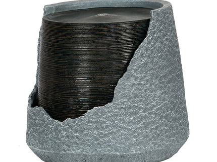 Indoor Outdoor Water Fountain, Unique Broken Urn Fountain Chic Dynamic Modern Design With Light For Garden