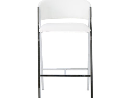Modern Bar Stools With Low Back And Arms And Durable Metal Frame (Set of 2) - Ivory