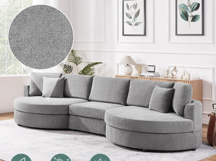 Modern 3 Seater Upholstered Sofa With Curved Design