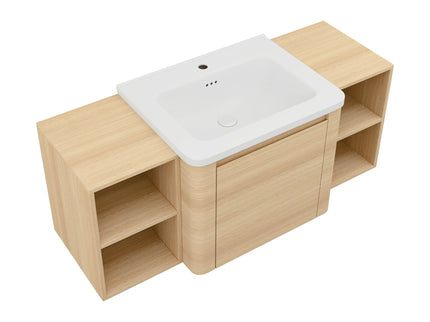 Wall Mounted Bathroom Vanity With Sink, Storage Shelves & Soft Close Door