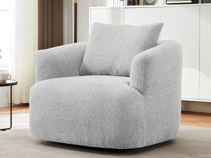 360° Swivel Barrel Sofa Chair With Throw Pillow, Upholstered Accent Chair