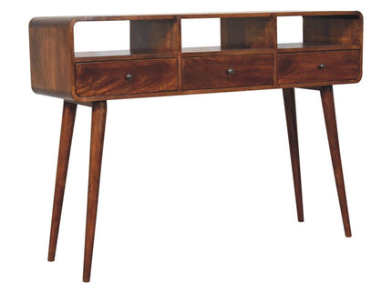 Triple Curved Console Table - Brown