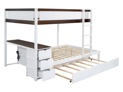 Bunk Bed With Twin Size Trundle, Storage And Desk