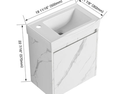 Modern Bathroom Vanity With Ceramic Basin, Wall Mounted Floating Sink Combo, Storage Cabinet