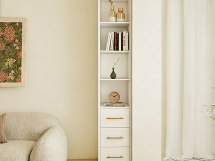 Rectangular Side Storage Cabinet With 3 Drawers For Bedroom - White