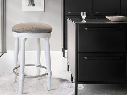 360° Swivel Wooden Barstools With Upholstered Seat, Counter Height (Set of 2)