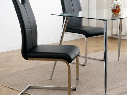 Modern Dining Chairs With Padded Seat And Metal Legs