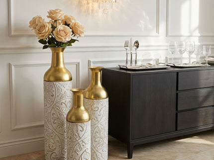 Floor Vases, Tall Home Decor Vases (Set of 3) - White / Gold