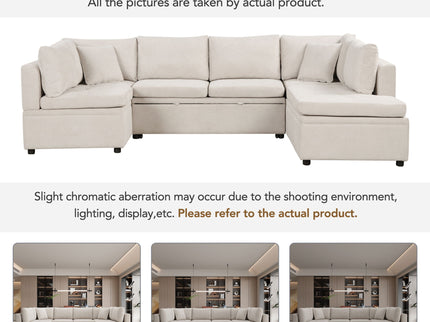 Oversized Sectional Sofa U-Shaped Sofa Couch Pull-Out Sofa Bed With Two Throw Pillows For Living Room