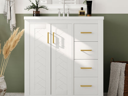 Bathroom Vanity With Sink, Storage Cabinet, Freestanding Set With 3 Drawers & Soft Closing Doors