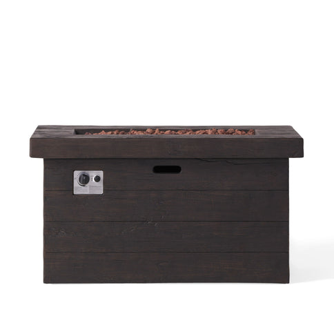 Custer - Rectangular Fire Pit 50, 000 Btu Magnesium Oxide - Brown