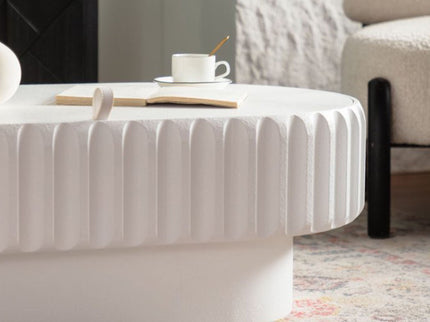 Fluted Storage Table With Lift Off Lid - Cream White