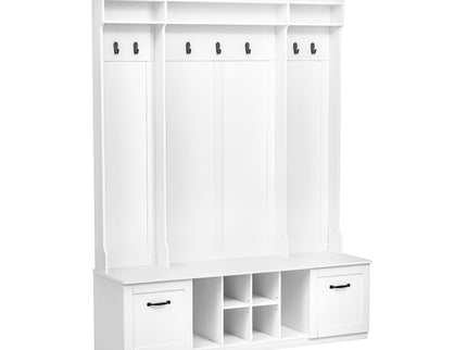 5 In 1 Entryway Bench With Coat Rack, 7 Sturdy Hooks, 2 Spacious Drawers And Adjustable Shelves