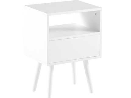 15.75" Rattan End Table With Drawer And Solid Wood Legs, Modern Nightstand, Side Table For Living Room, Bedroom