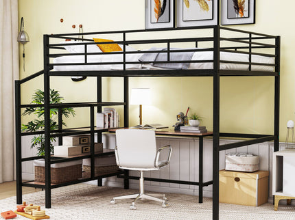 Loft Bed With Desk And Lateral Storage Ladder