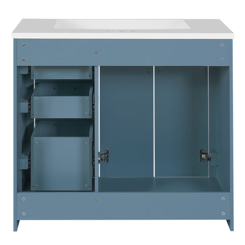 Bathroom Vanity With Sink, Storage Cabinet, Freestanding Set With 3 Drawers & Soft Closing Doors - Indigo