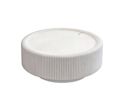 Round Fluted Coffee Table, Base & Hidden Storage - Snow White