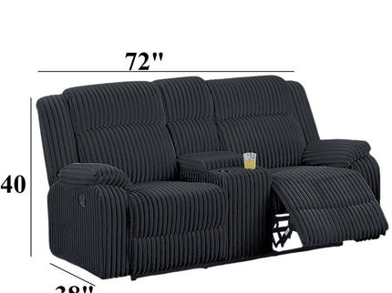 Motion Loveseat Recliner With Console Soft Seat Upholstered For Living Room - Black