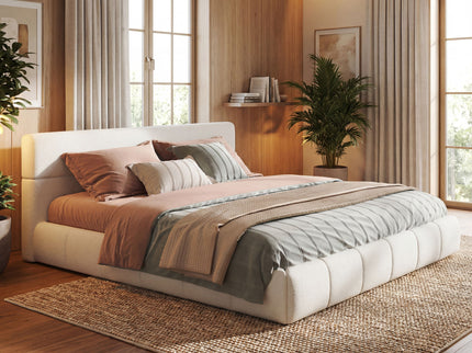 Upholstered Platform Bed Frame With Soft Boucle Headboard