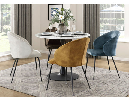 Velvet Upholstery Side Chairs 2 Piece Set With Metal Legs Modern Home Furniture - Beige