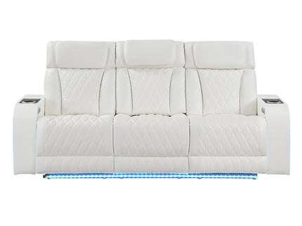 Electra - Power Reclining Sofa With Power Headrests, Drop Down Table, Reading Light, Massage, LED Lighting And USB Control