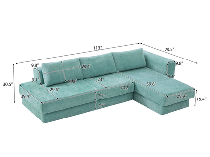 L-Shaped Modular Sofa With Double Layer Cushion
