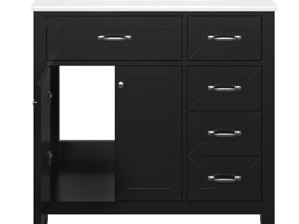 Modern Bathroom Vanity With Sink, Freestanding Design With Drawers And Doors