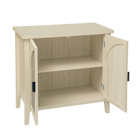 Rattan 2 Door Cabinet, Suitable For Bedroom - Natural