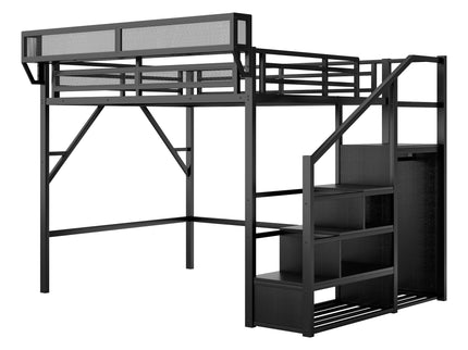Loft Bed With Storage Shelves, Wardrobe