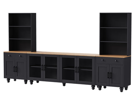 Farmhouse TV Stand With Solid Wood Gourd Shaped Legs For TVs Up To 70"