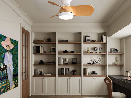 23" Bedroom Ceiling Fan With 3 Color Dimmable 3 ABS Blades Remote Control Dc Motor With 18W Led Light