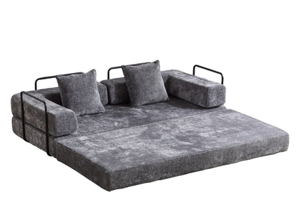 Convertible Floor Sofa Bed With Pillow Back Support Armrest