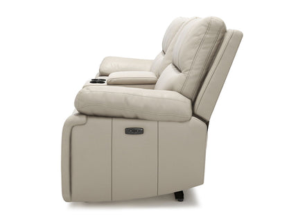 Malibu - Modern Power Motion 3 Piece Reclining Loveseat Sofa With Cup Holders - Cream Taupe Beige