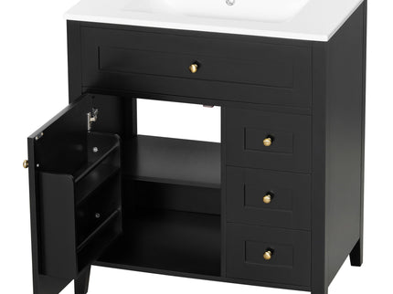 Bathroom Vanity With Sink, 3 Drawers And Adjustable Shelf
